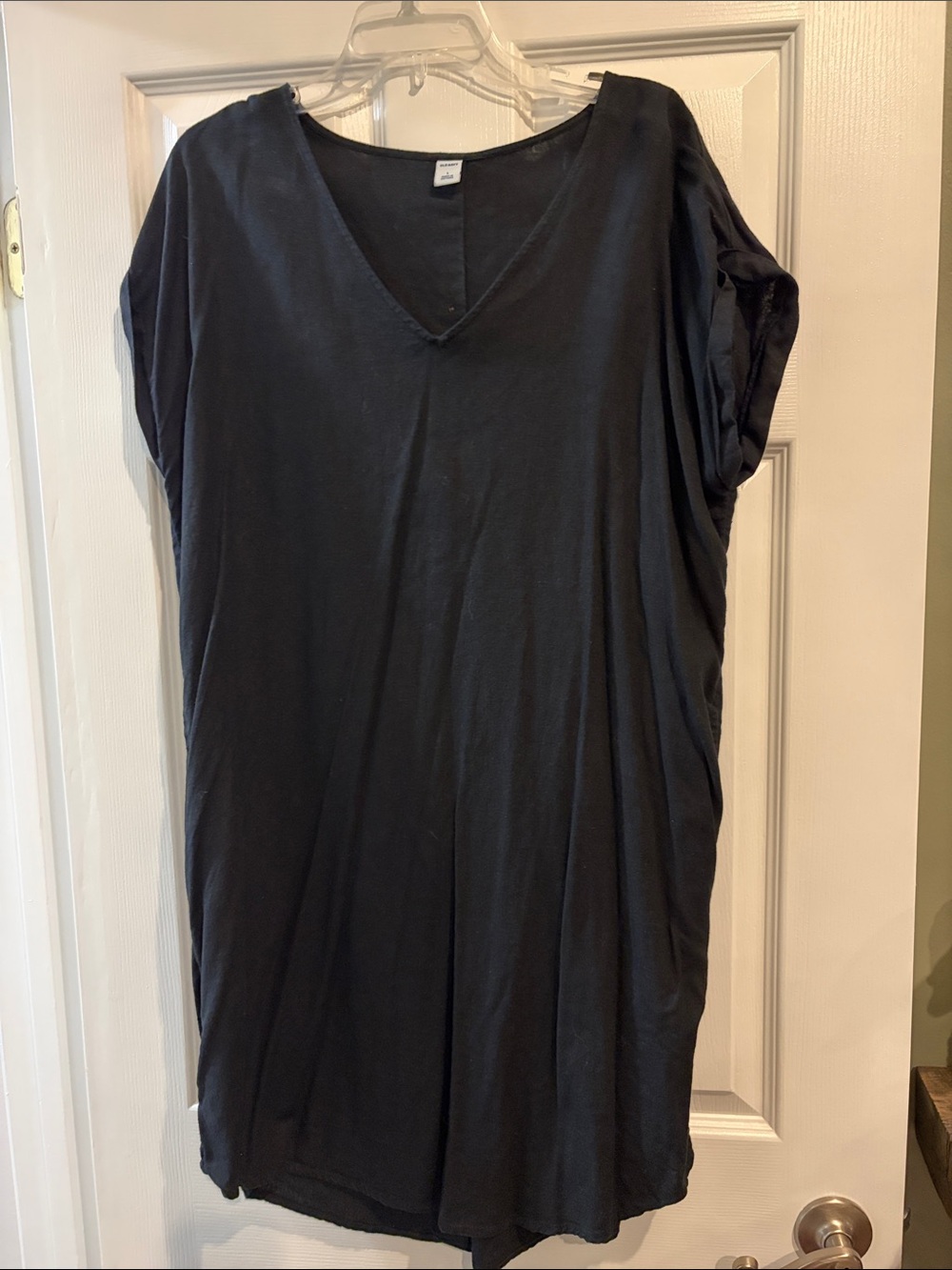 Old Navy Black V-Neck T-Shirt Dress